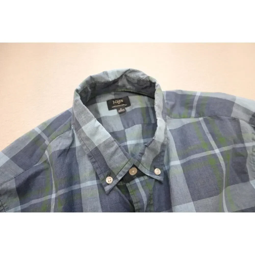 J‎ Crew Dress Shirt Heathered Cotton Plaid Long Sleeve Button Up Mens Medium